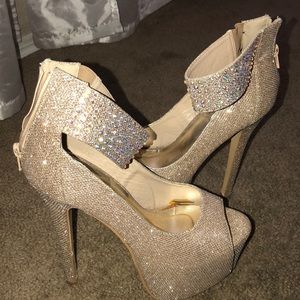 Gold heels with stones
